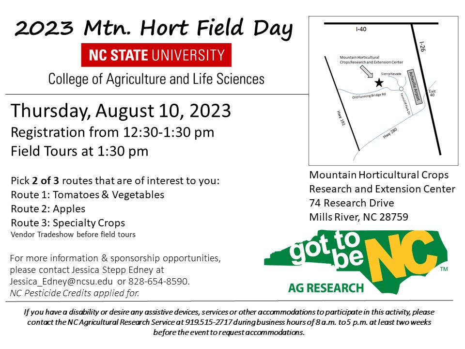 information on the 2023 Mountain Horticultural Crops Research and Extension Center field day
